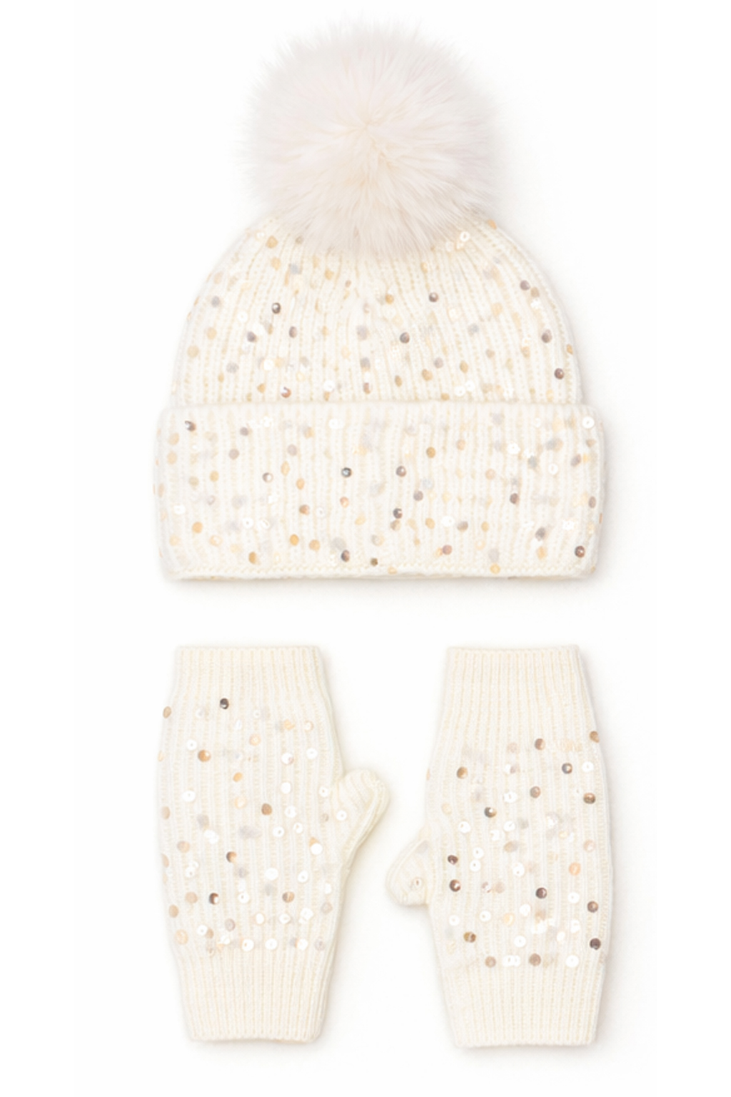 CAPPELLO + GUANTO + COLLO MAGLIA CON PAILLETTES, 35%ANGORA 65 %VI, MADE IN PRC  